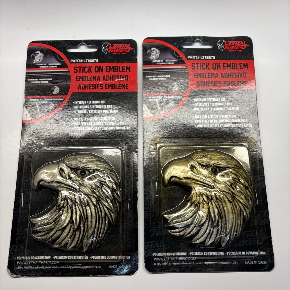 Bald Eagle Emblem PAIR LETHAL THREAT STICK-ON EMBLEM EAGLE LT88675 NEW NWT
